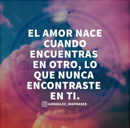 Como nace el amor ? 
El amor nace cuando encuentras en otro lo que nunca encontraste en ti.

Frase - Amor - Texto - Pensamiento - Reflexion.